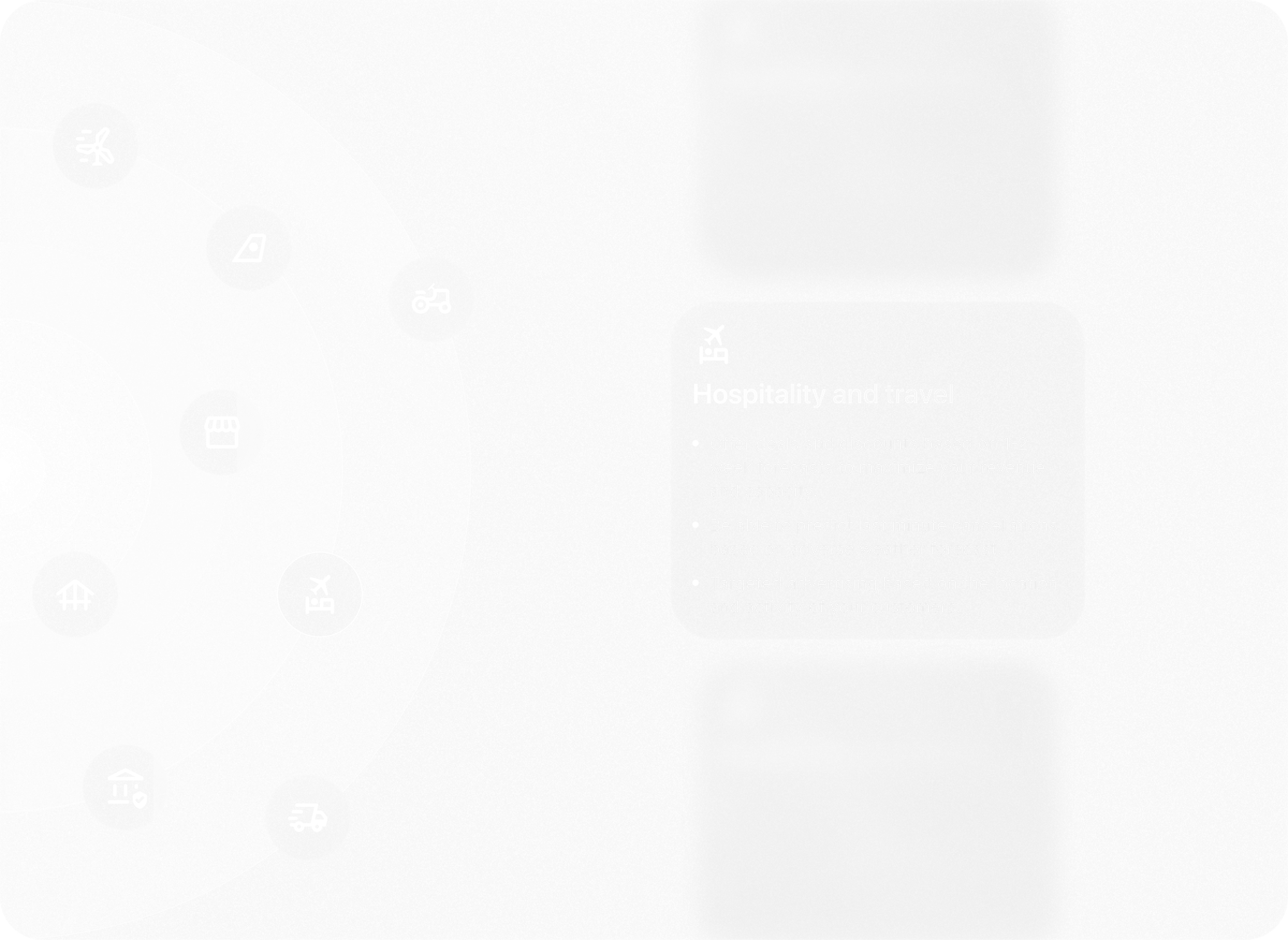 Decision Point Weather radial interface highlighting the hospitality and travel industry